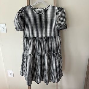 Ava + Esme black and white gingham tiered mini dress